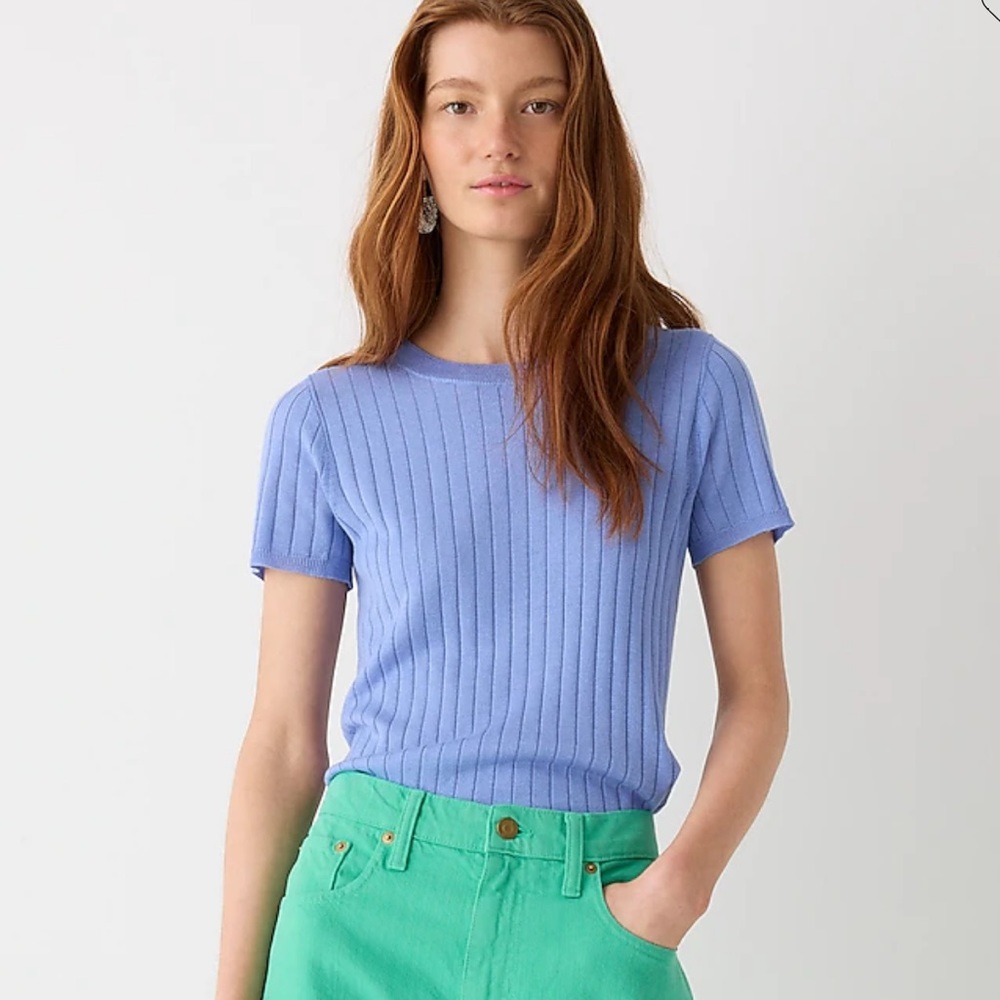 J.Crew Silk Cashmere Ribbed Cropped Tee XS